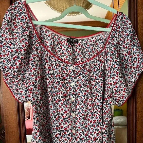 J CREW Cap-sleeve top in poppy crepe de chine SIZE XL NWOT - Picture 6 of 6